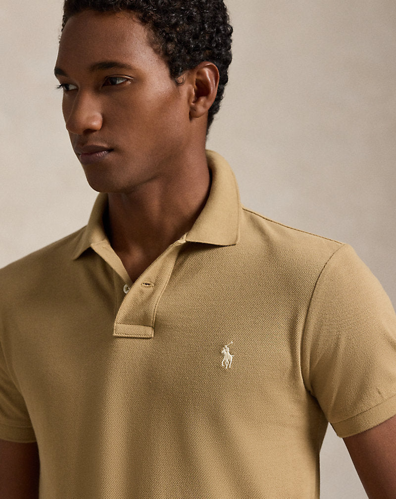 Slim Fit Mesh Polo Shirt Cafe Tan