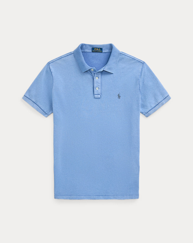 Custom Slim Fit Spa Terry Polo Shirt Campus Blue