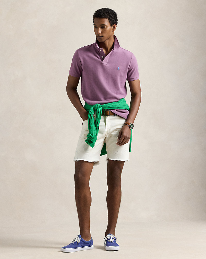Custom Slim Fit Mesh Polo Shirt Tea Rose