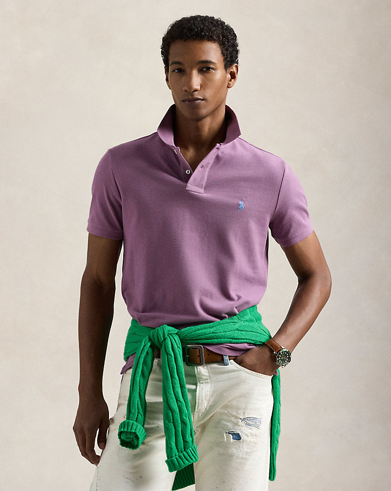 Custom Slim Fit Mesh Polo Shirt Tea Rose