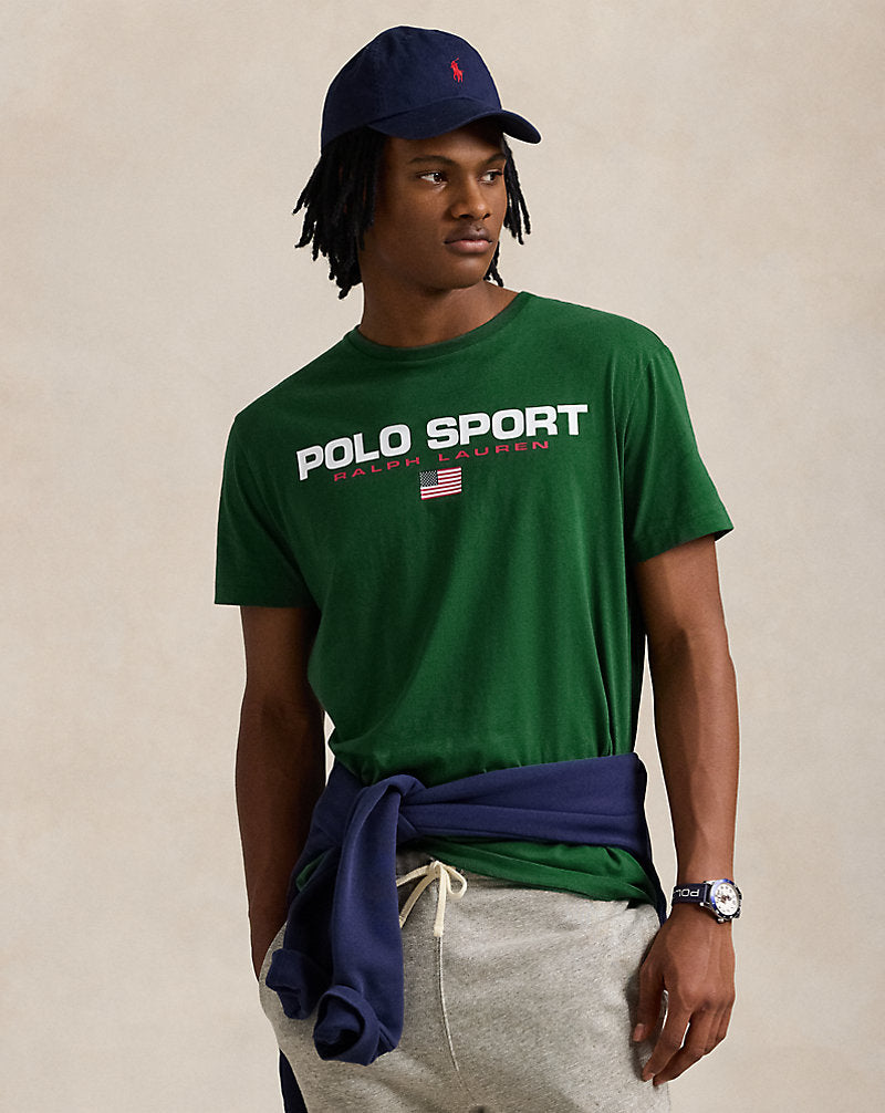 Classic Fit Polo Sport Jersey T-Shirt New Forest/White