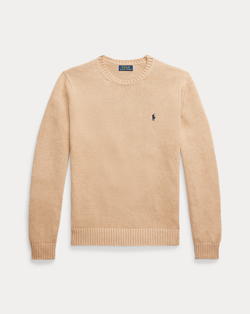 Cotton Crewneck Jumper Camel Melange