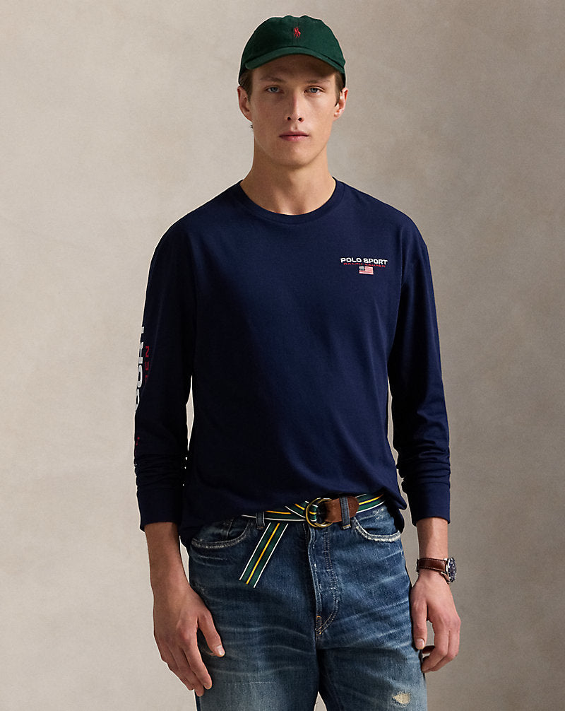 Classic Fit Polo Sport Jersey T-Shirt Cruise Navy/White