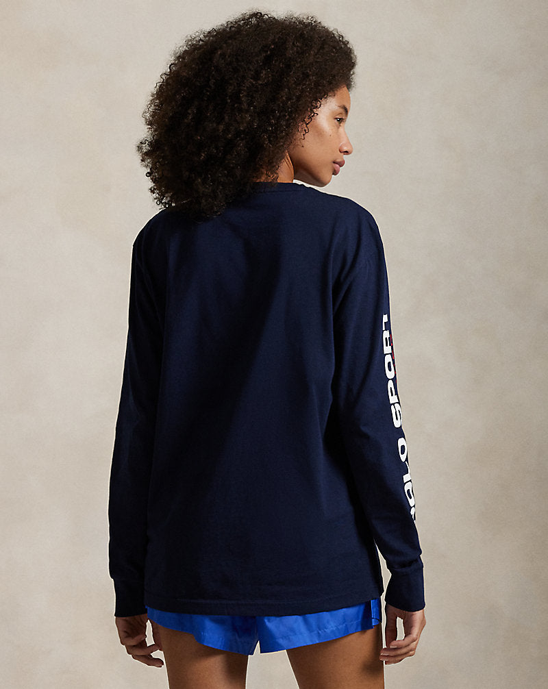 Classic Fit Polo Sport Jersey T-Shirt Cruise Navy/White