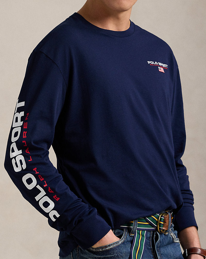 Classic Fit Polo Sport Jersey T-Shirt Cruise Navy/White
