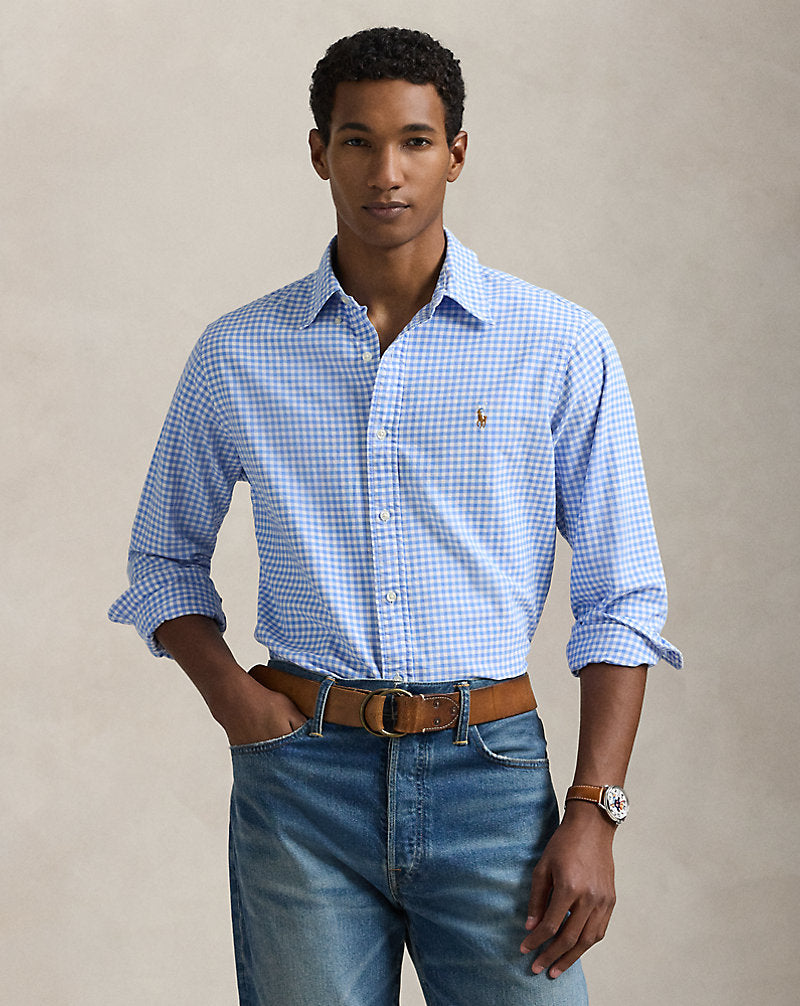 Custom Fit Gingham Oxford Shirt Light Blue/White