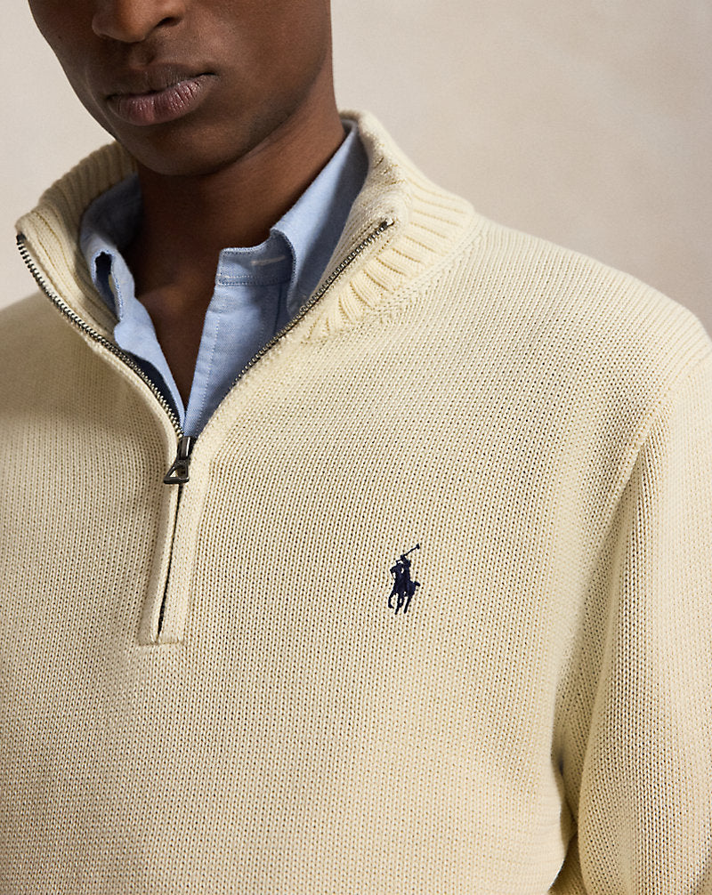 Cotton Quarter-Zip Jumper Andover Cream