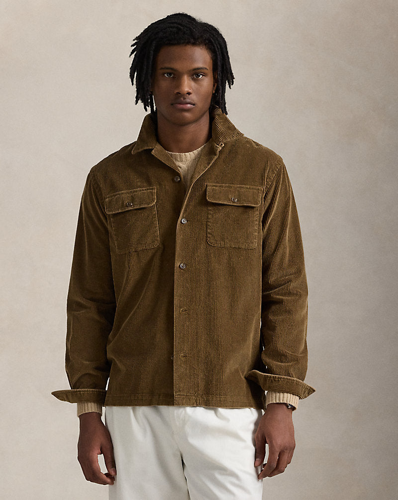 Classic Fit Corduroy Camp Shirt Truffle