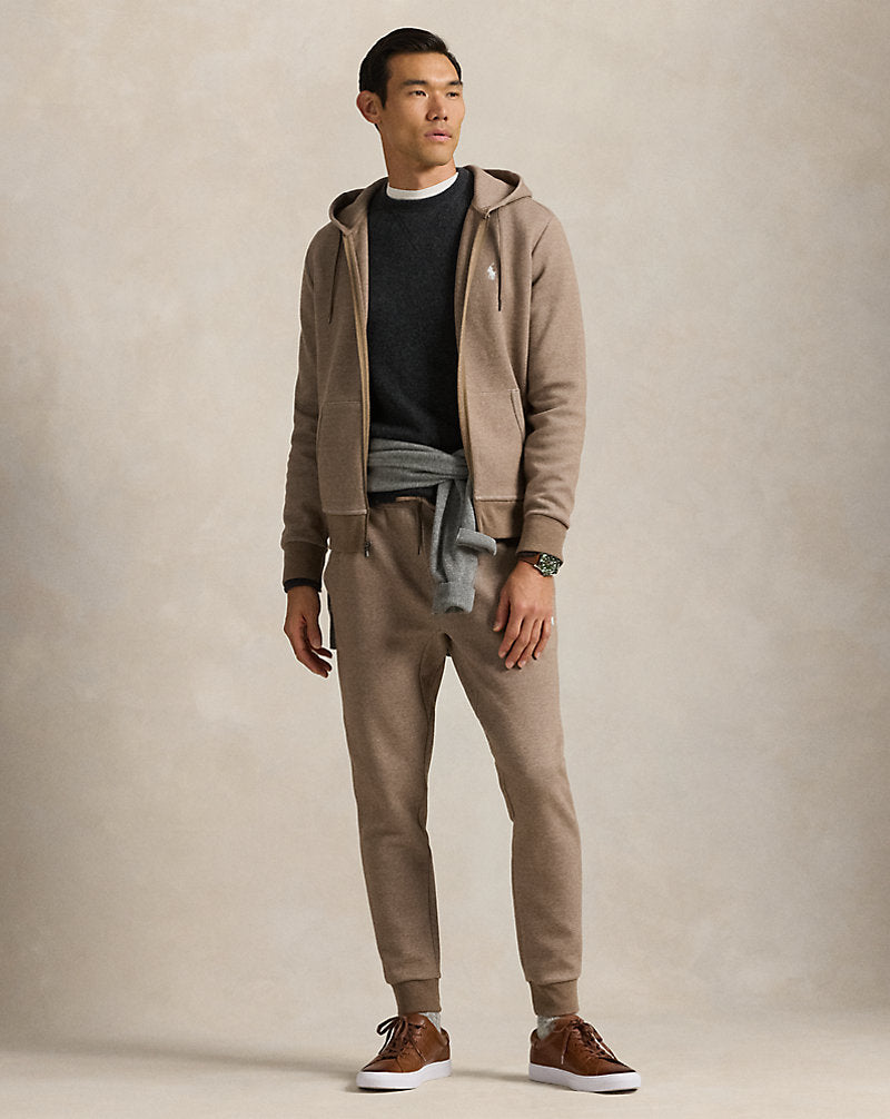 Double-Knit Full-Zip Hoodie Brown Heather