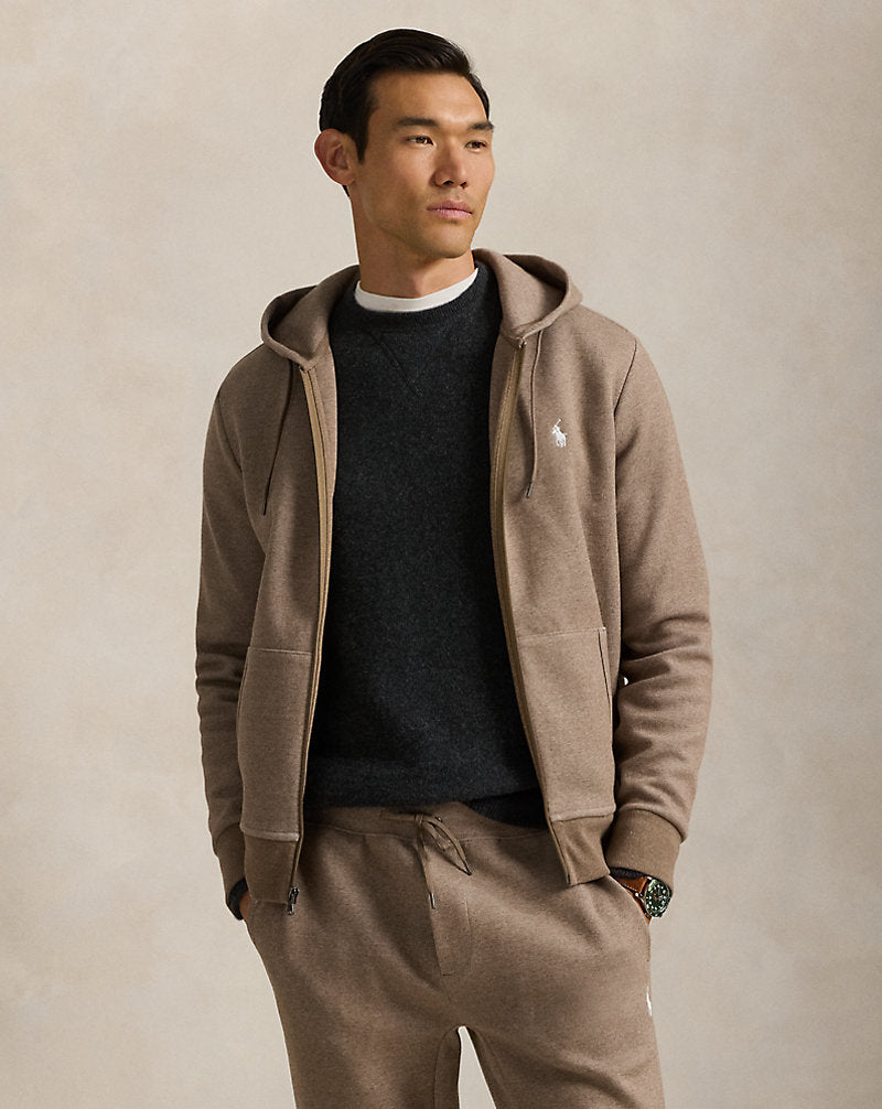 Double-Knit Full-Zip Hoodie Brown Heather