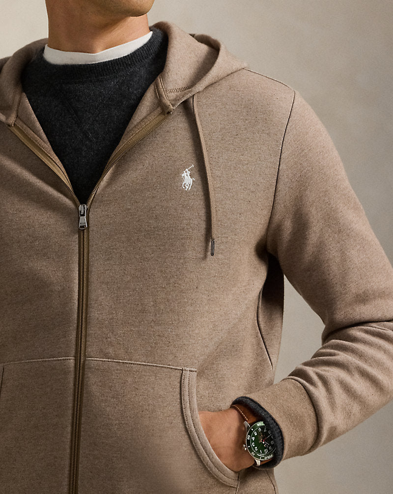 Double-Knit Full-Zip Hoodie Brown Heather