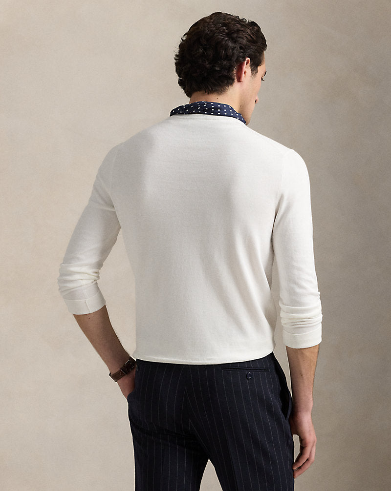Slim Fit Textured Cotton Jumper Deckwash White