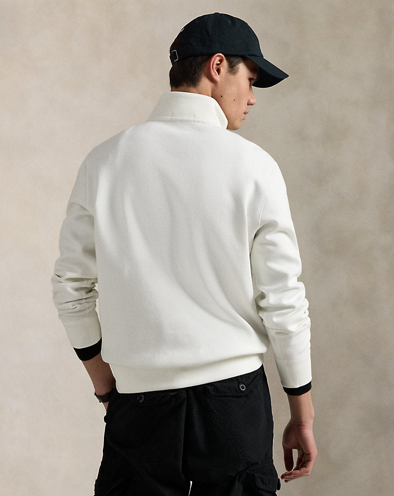 Double-Knit Quarter-Zip Pullover White