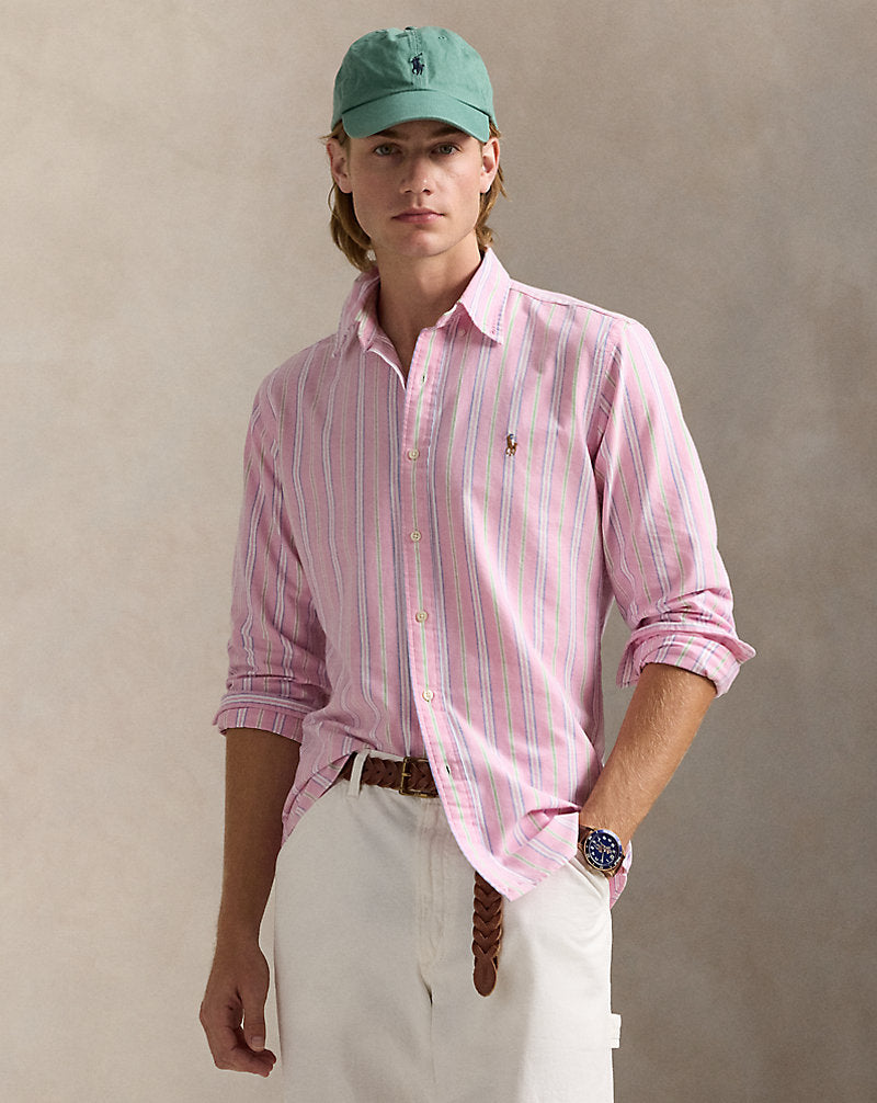 Custom Fit Striped Oxford Shirt Pink/White Multi
