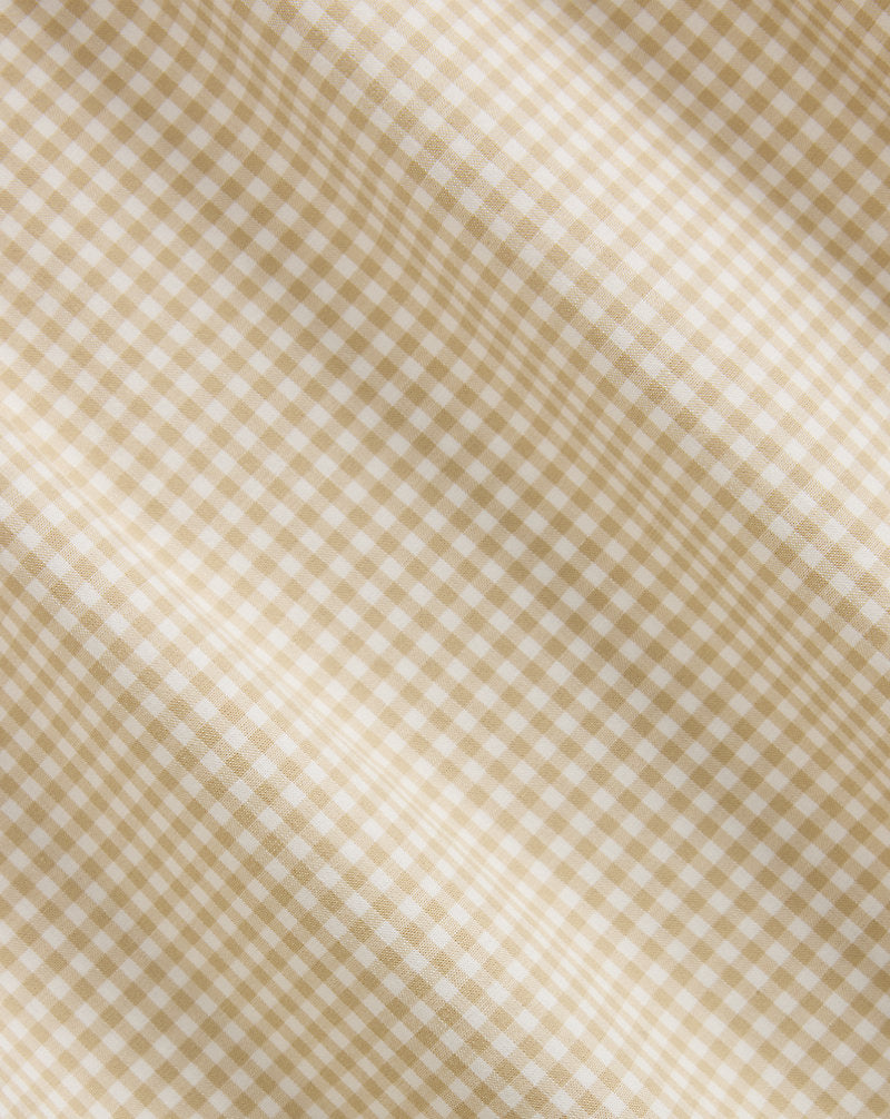 Custom Fit Gingham Stretch Poplin Shirt Coastal Beige/White