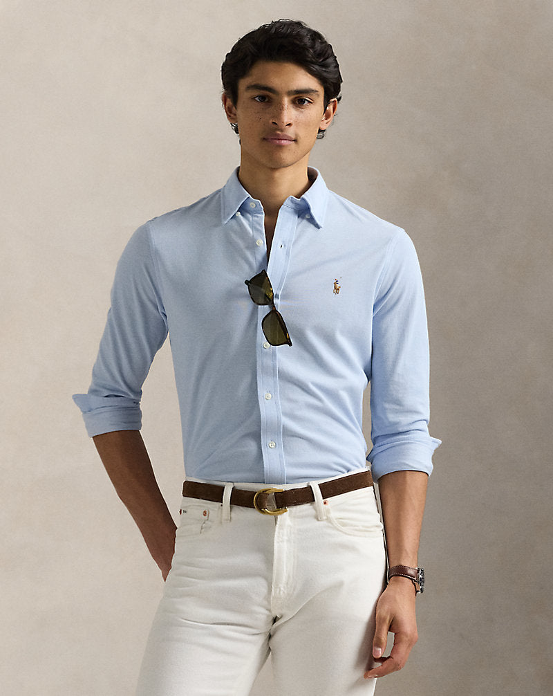 Knit Oxford Shirt Chambray Blue