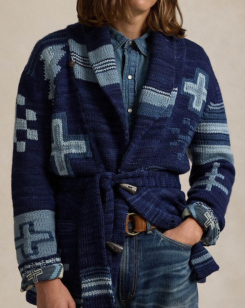 Naiomi Glasses Wrap Cardigan Navy Multi Combo