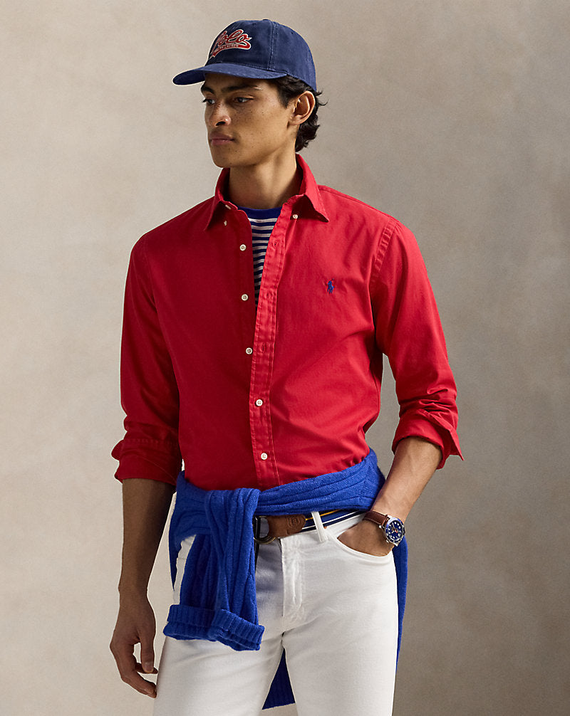 Custom Fit Twill Shirt Red