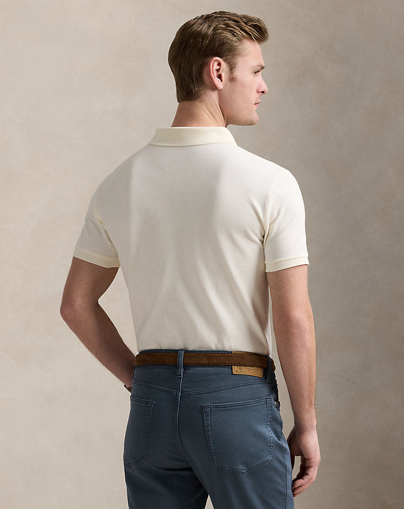 Custom Slim Fit Big Pony Mesh Polo Shirt Clubhouse Cream
