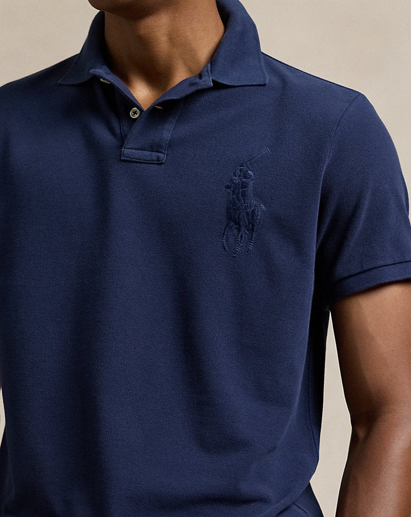 Custom Slim Fit Big Pony Mesh Polo Shirt Cruise Navy