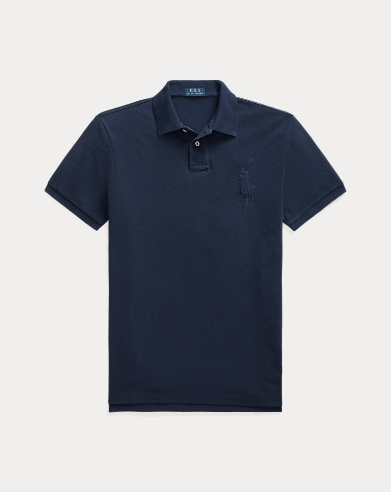 Custom Slim Fit Big Pony Mesh Polo Shirt Cruise Navy