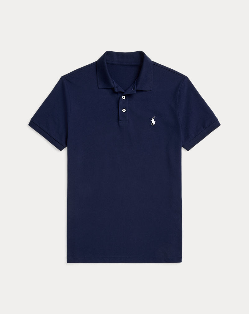 Custom Slim Fit Stretch Mesh Polo Shirt Refined Navy