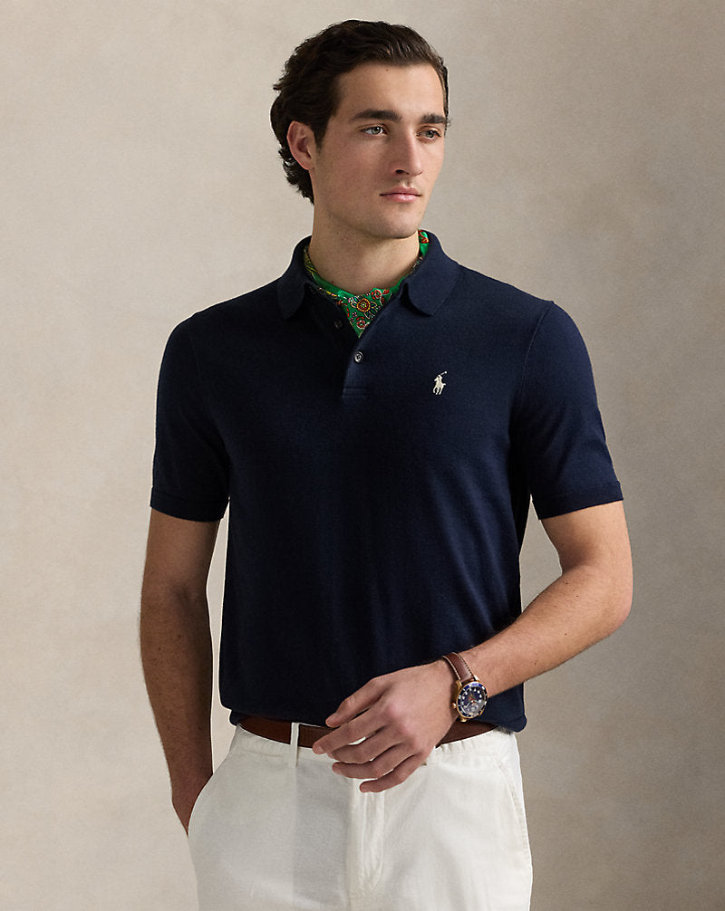 Cotton Polo-Collar Jumper Hunter Navy