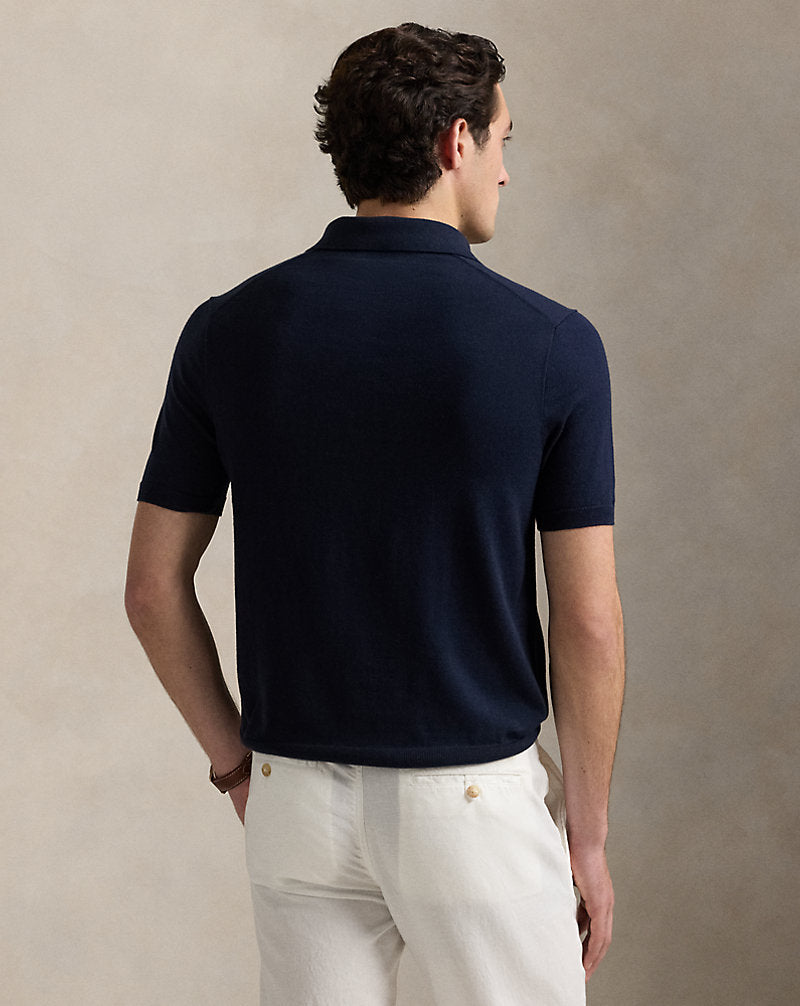 Cotton Polo-Collar Jumper Hunter Navy
