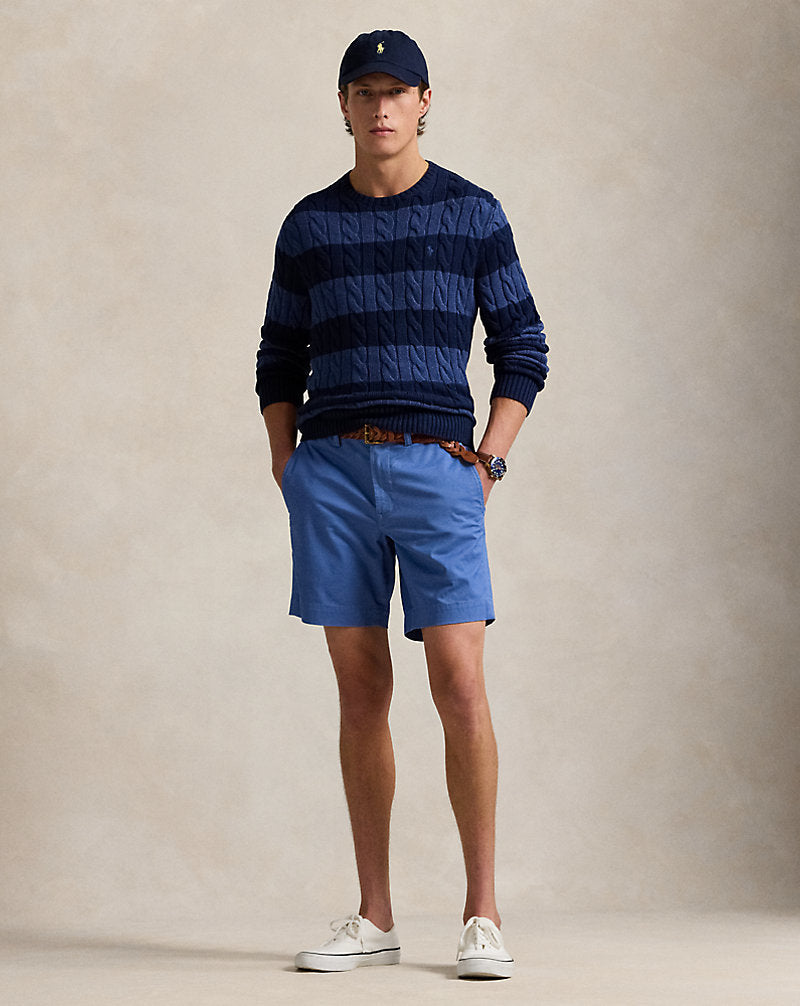 Striped Cable-Knit Cotton Jumper Navy Combo
