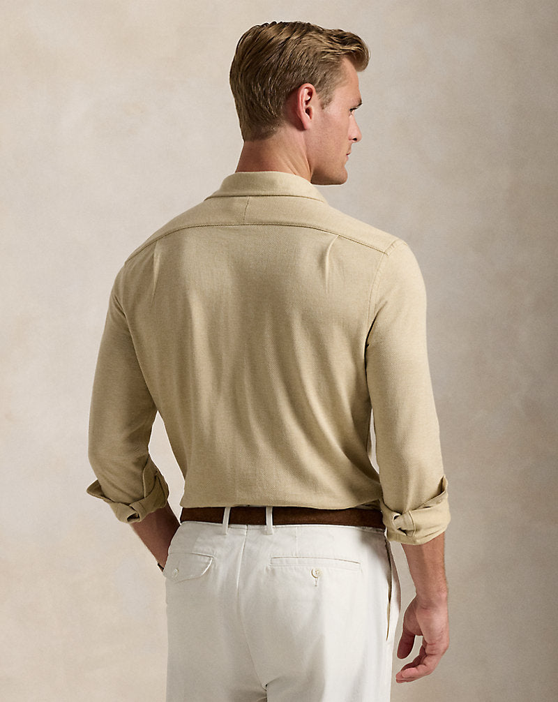 Herringbone Jersey Shirt Exp Dune Htr/Cstl Beige H