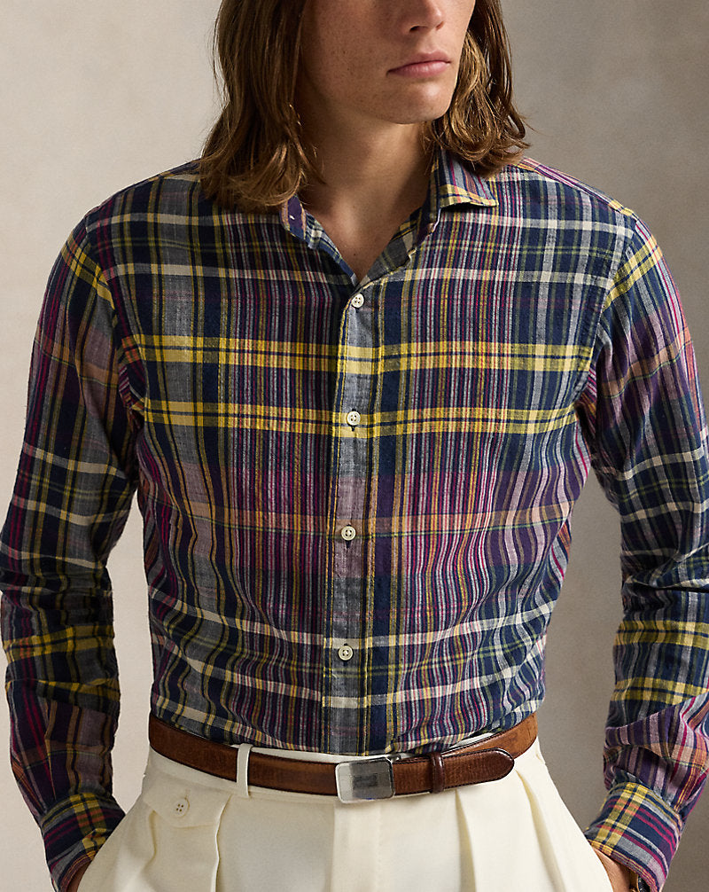 Classic Fit Madras Shirt 6590 Navy Berry Multi