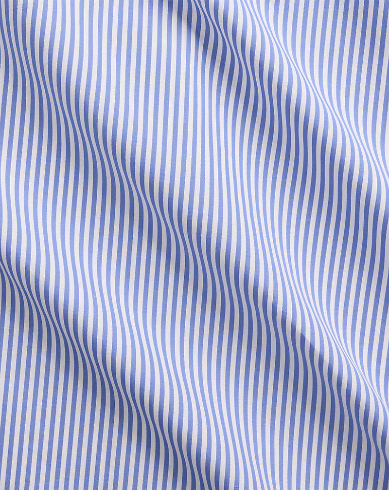 Custom Fit Crest Striped Poplin Shirt Blue/White