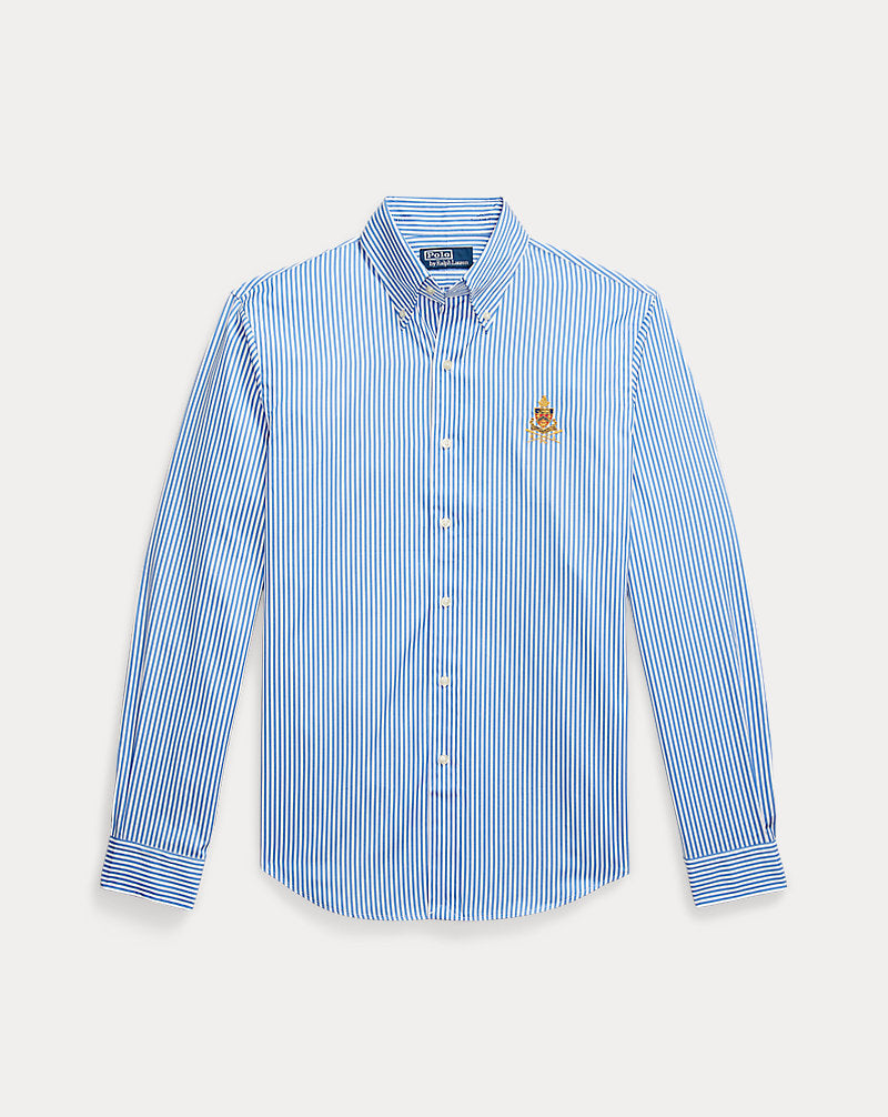 Custom Fit Crest Striped Poplin Shirt Blue/White