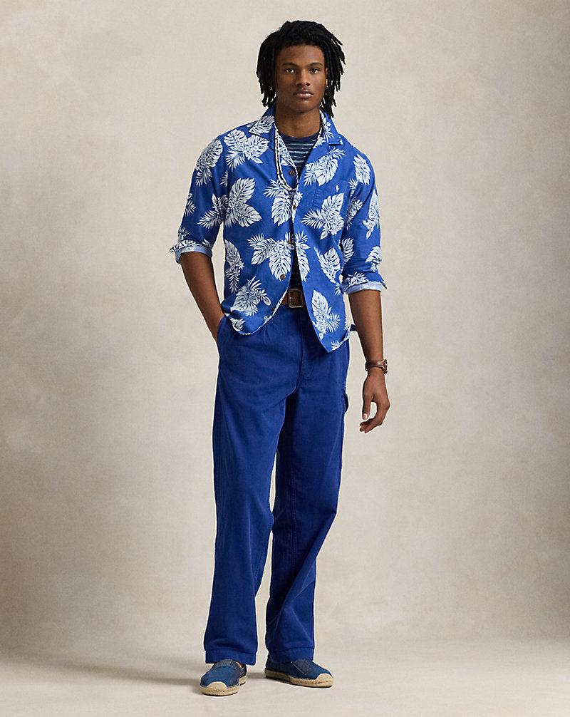 Classic Fit Monstera-Print Oxford Shirt Tropical Monstera