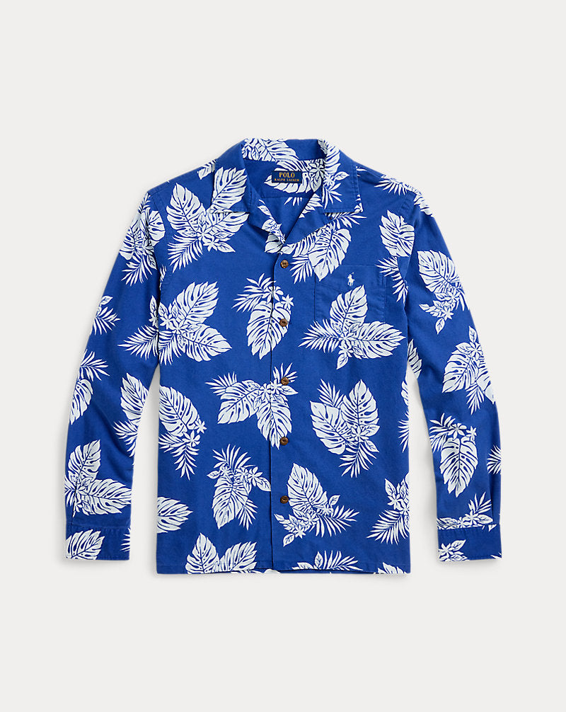 Classic Fit Monstera-Print Oxford Shirt Tropical Monstera