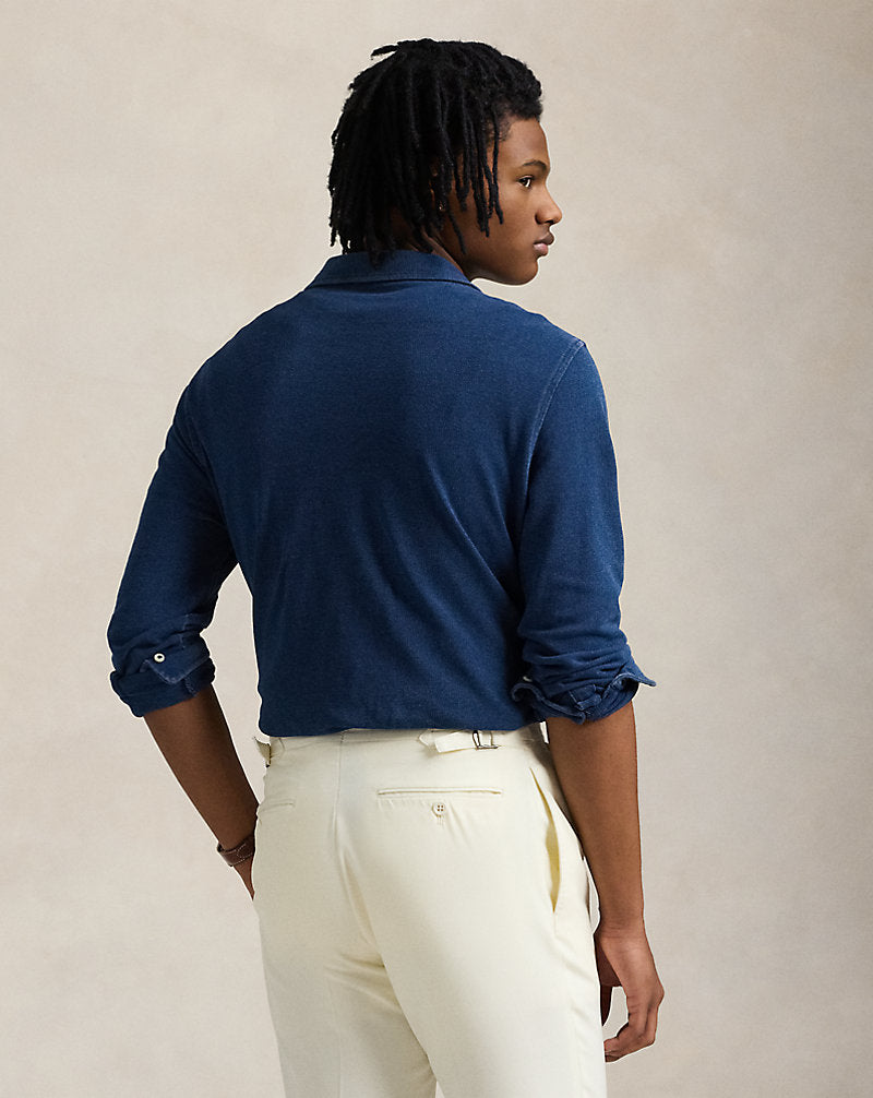 Indigo-Dyed Mesh Polo Shirt Dark Indigo