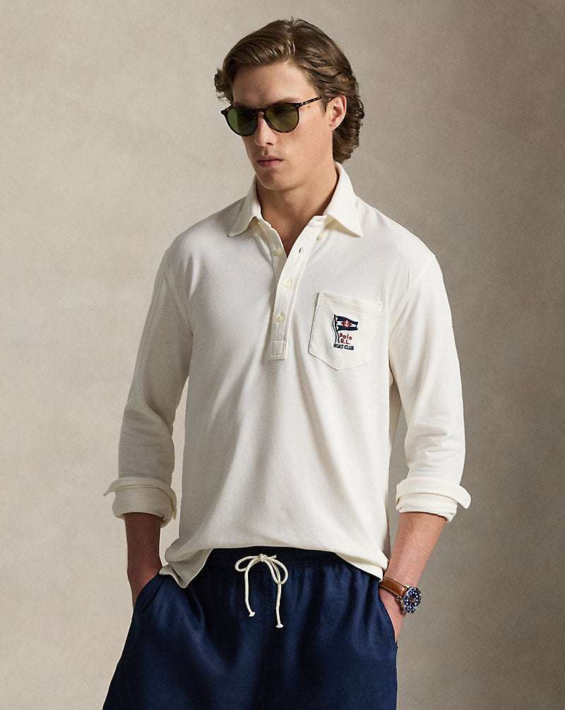 Nautical-Embroidered Mesh Polo Shirt Nevis