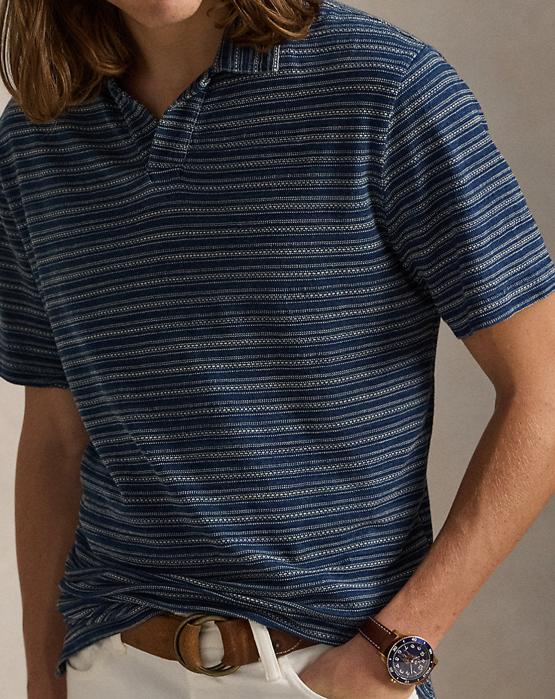 Standard Fit Striped Jersey Polo Shirt Dark Indigo Txt Stripe