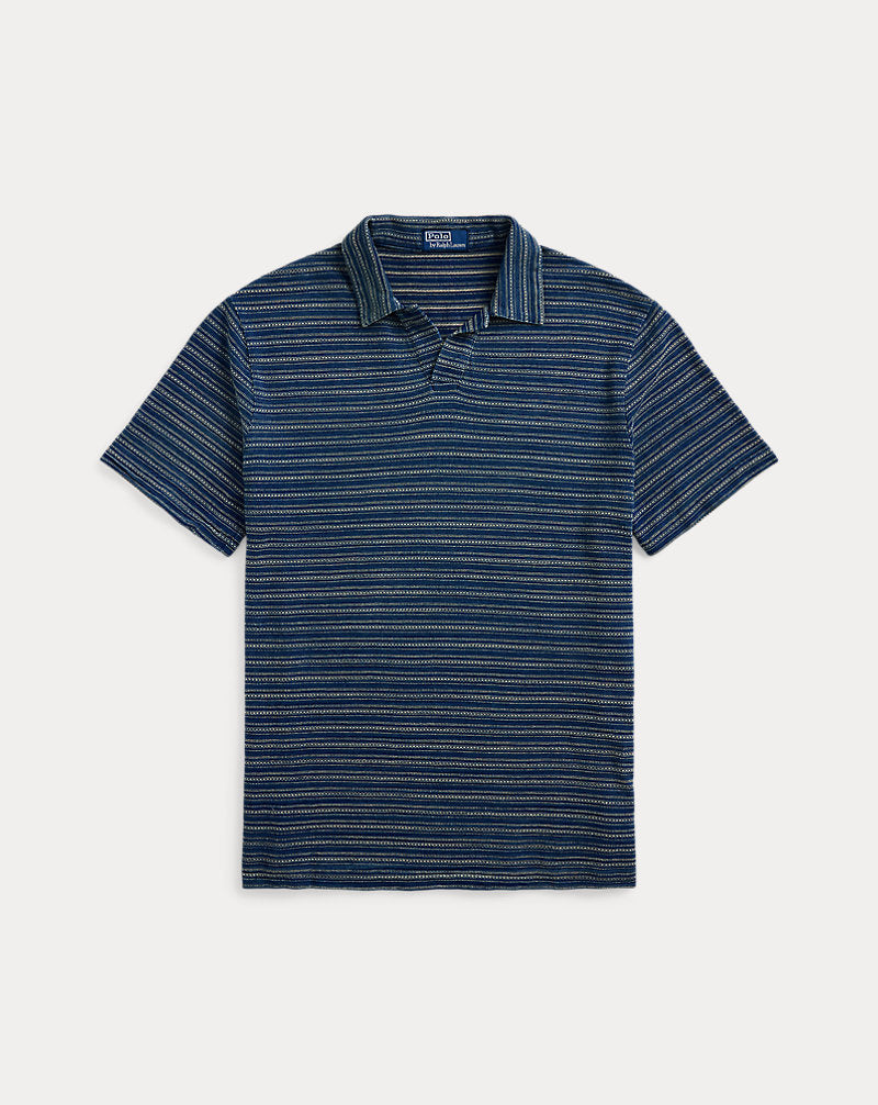 Standard Fit Striped Jersey Polo Shirt Dark Indigo Txt Stripe