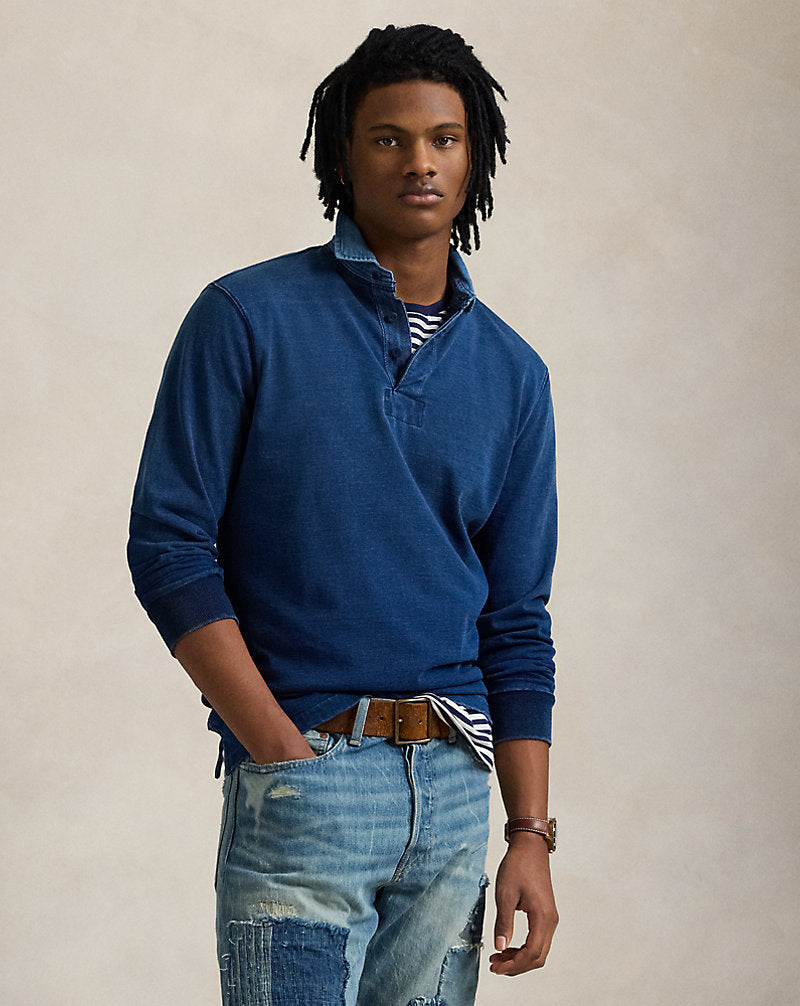 Classic Fit Indigo Jersey Rugby Shirt Dark Indigo