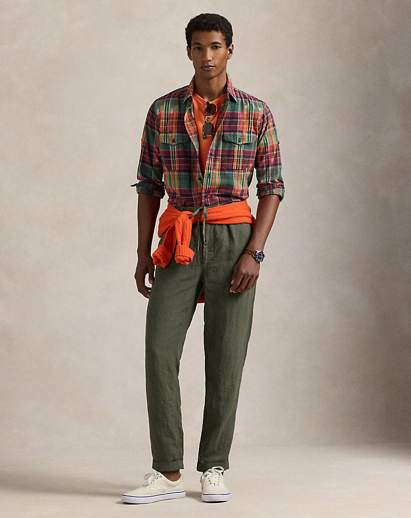 Classic Fit Madras Workshirt Green/Red Multi