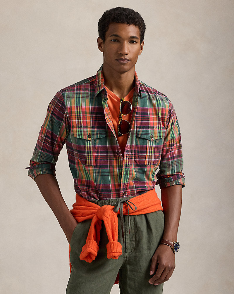 Classic Fit Madras Workshirt Green/Red Multi