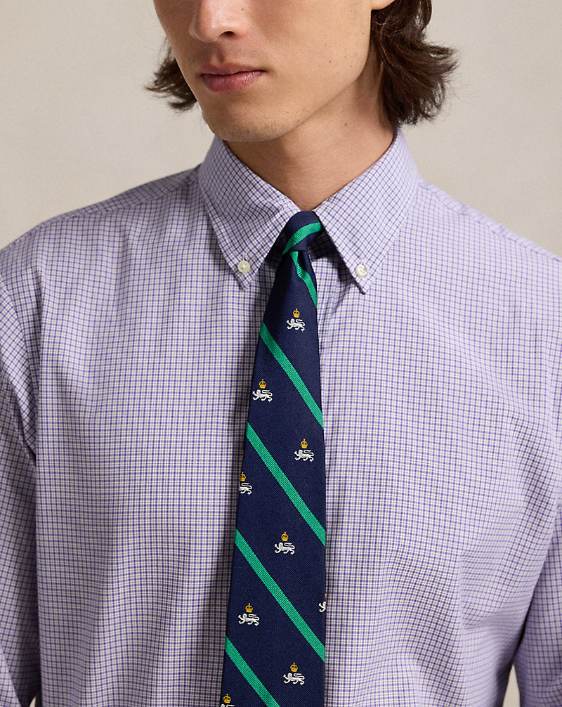Classic Fit Checked Poplin Shirt Purple Navy Multi