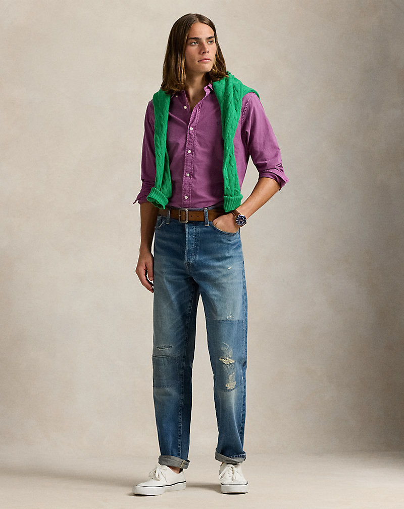 Slim Fit Garment-Dyed Oxford Shirt Tea Rose