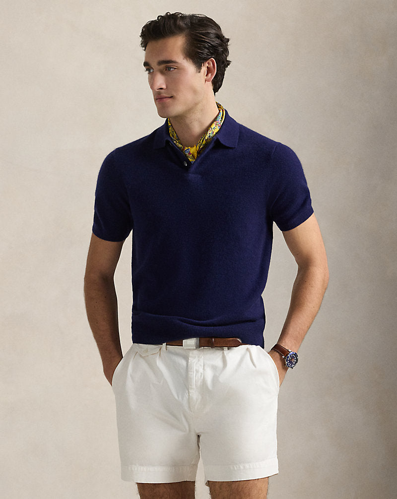 Cashmere Polo-Collar Jumper Bright Navy