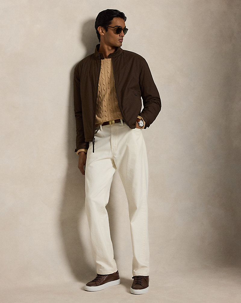 Cable-Knit Cotton Crewneck Jumper Camel Melange