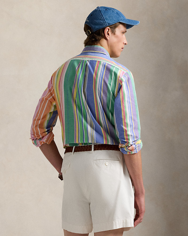 Custom Fit Striped Oxford Shirt Green Blue Multi