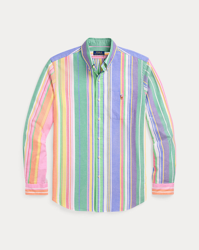 Custom Fit Striped Oxford Shirt Green Blue Multi