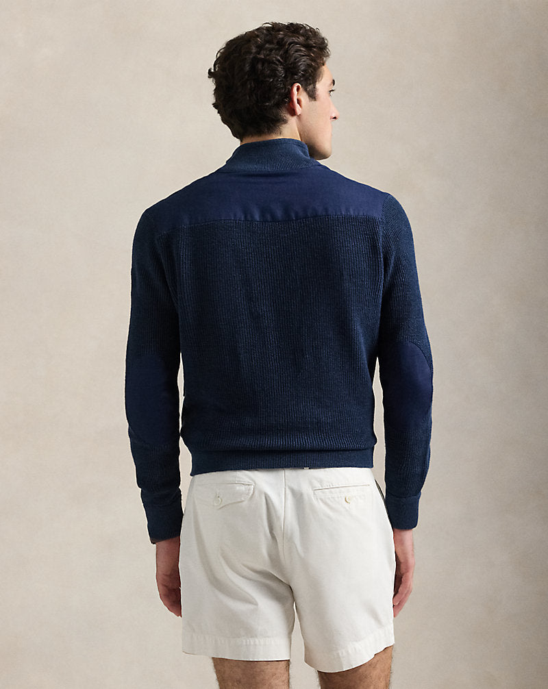 Hybrid Linen Cardigan Navy Linen Combo