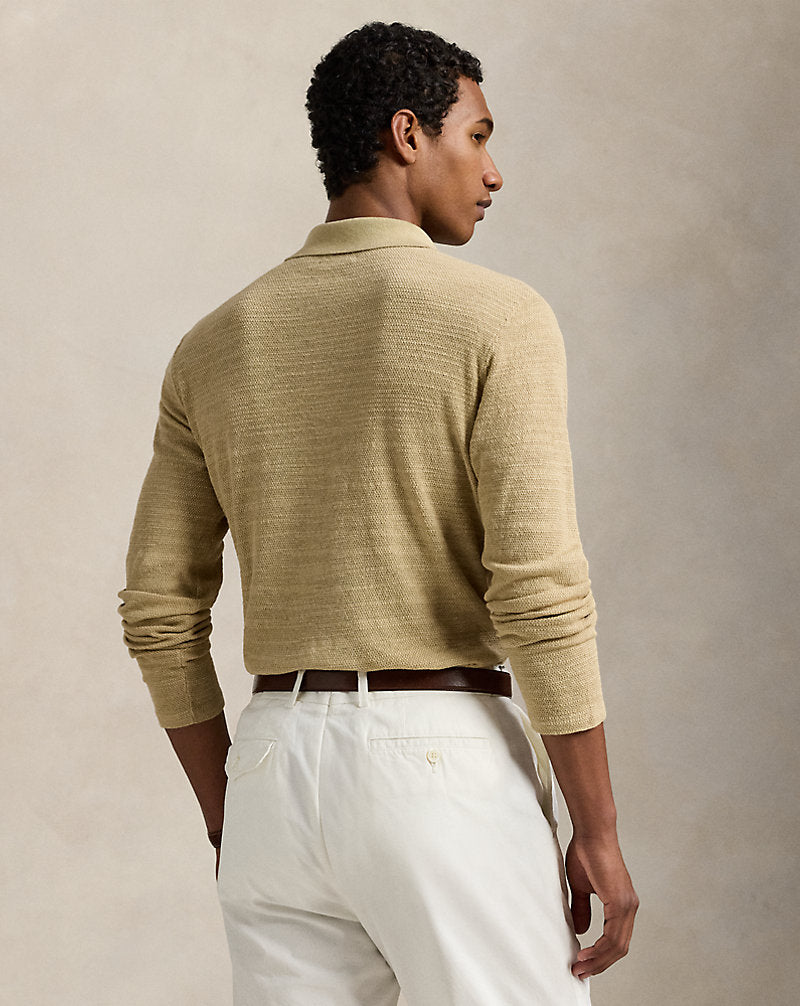 Textured Cotton-Linen Shirt Jumper Coastal Beige